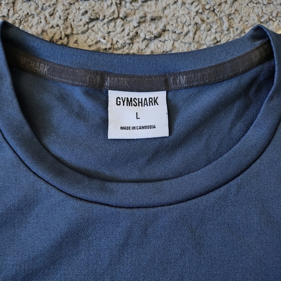 Gymshark Navy Long Sleeve Top Logo Spell Out Size Large - Picture 3 of 3